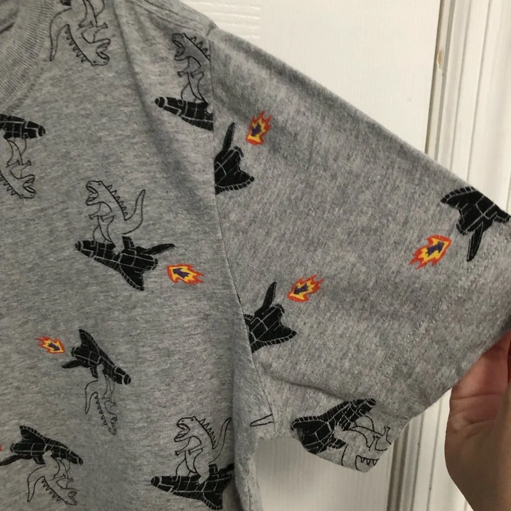 Hanna Andersson 120 boys sz 6 7 T-shirt Godzilla Spaceship Dino Cotton